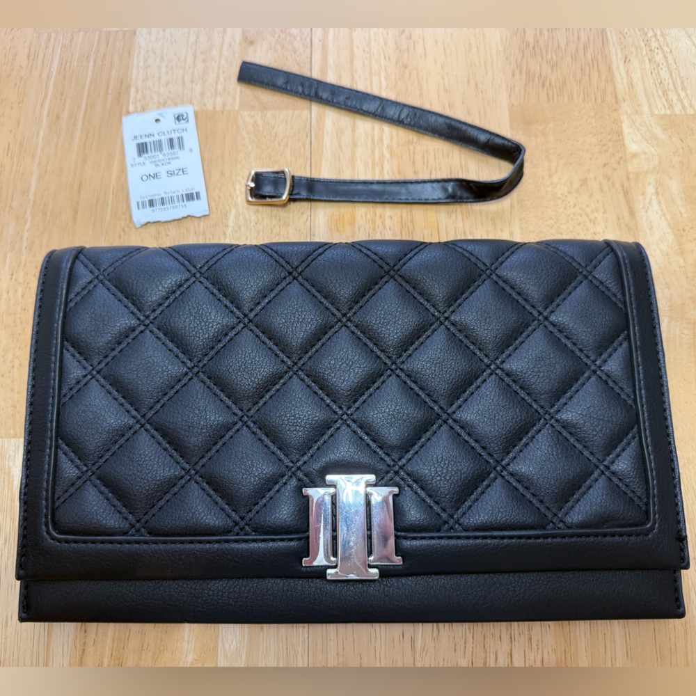 Black Quilted Leather Clutch INC Brand